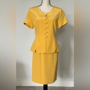 Vintage Pat Argenti Yellow Dress Jacket and Skirt, size 8